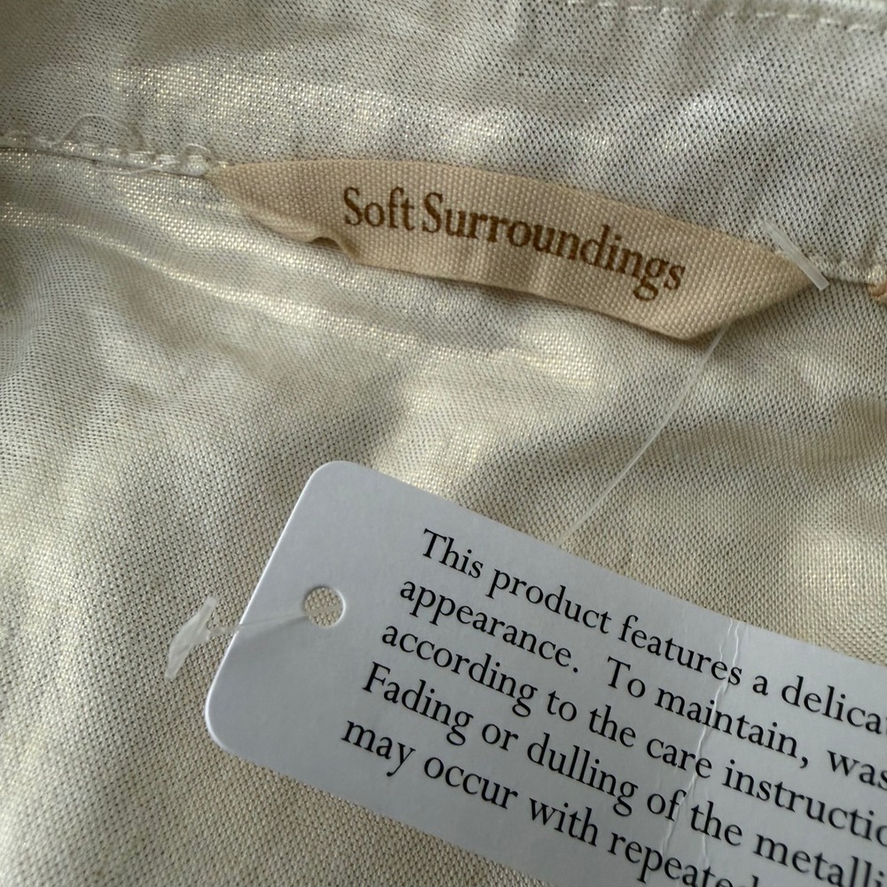 Soft Surroundings Soft Glow Foil Button Front Jacket Champagne Metallic 1X 2HG08 - Picture 6 of 9